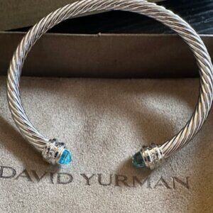 DY Silver Bracelet with Blue Accents